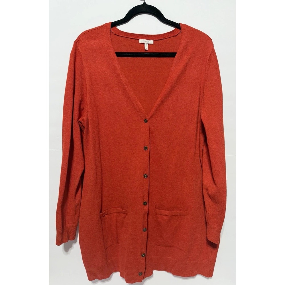 Maurices Cardigan Fall Sweater Womens XL Red Orange Long Sleeve Button Up V Neck